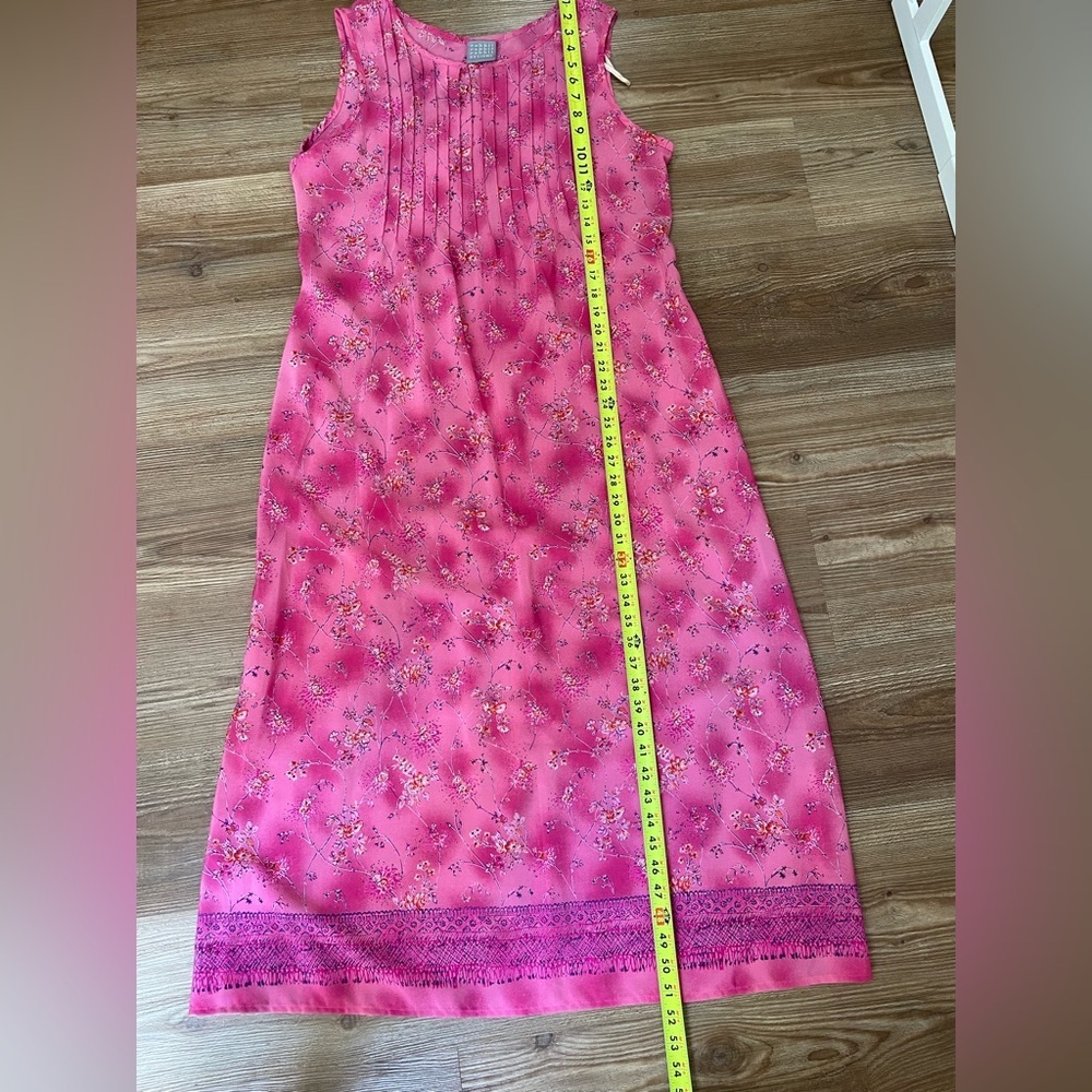 Vintage 90’s sleeveless maxi pink floral dress with tie size 14 - Picture 9 of 10